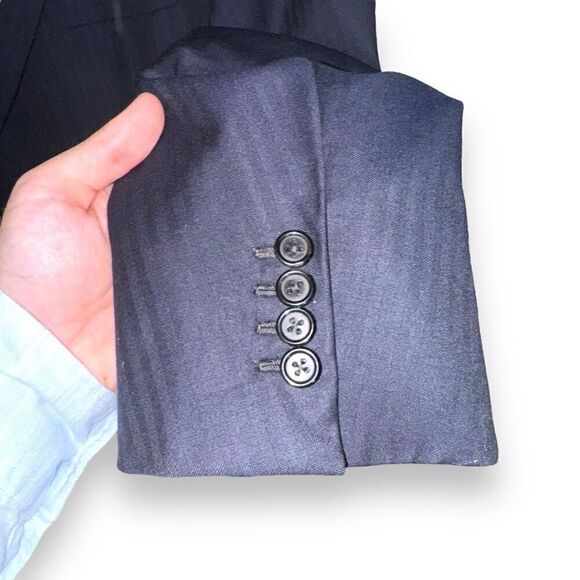 Navy Oxxford Clothes Bespoke 3 Roll 2 Suit Jacket Size 46R - Picture 5 of 11